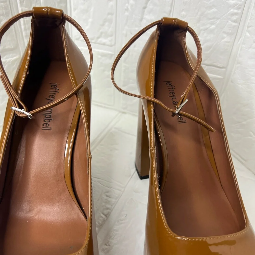 Jeffrey Campbell brown platforms size 8.5 chunky heels neutral minimalist glam - Picture 3 of 9